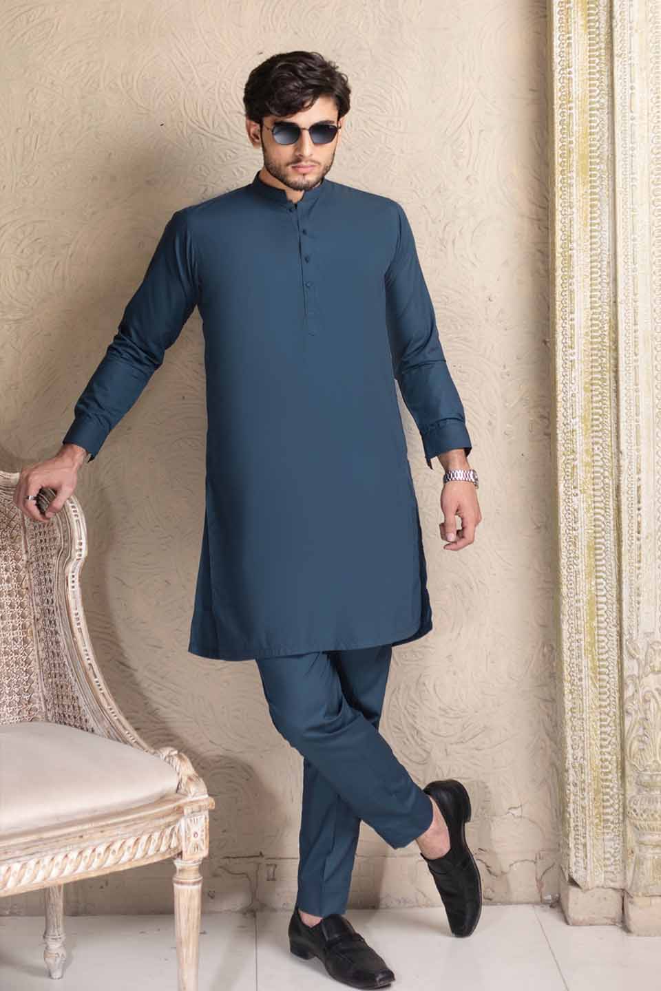 WASH & WEAR  KURTA PYJAMA 24839 BLUE