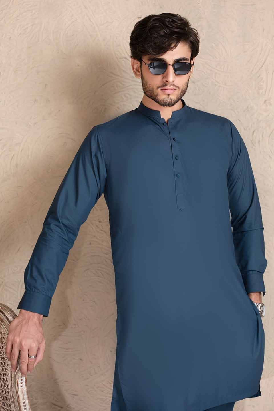 WASH & WEAR  KURTA PYJAMA 24839 BLUE