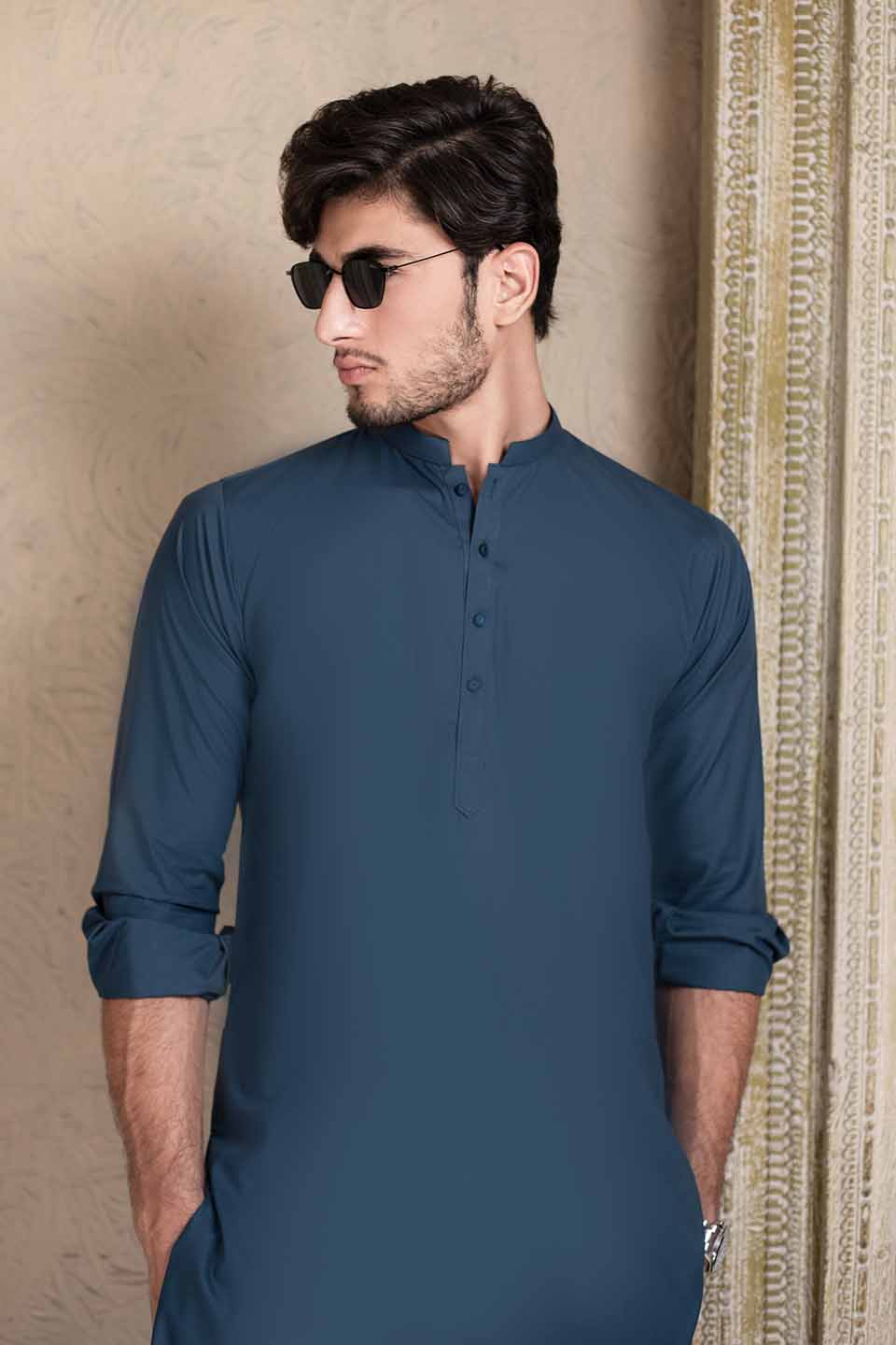 WASH & WEAR  KURTA PYJAMA 24839 BLUE