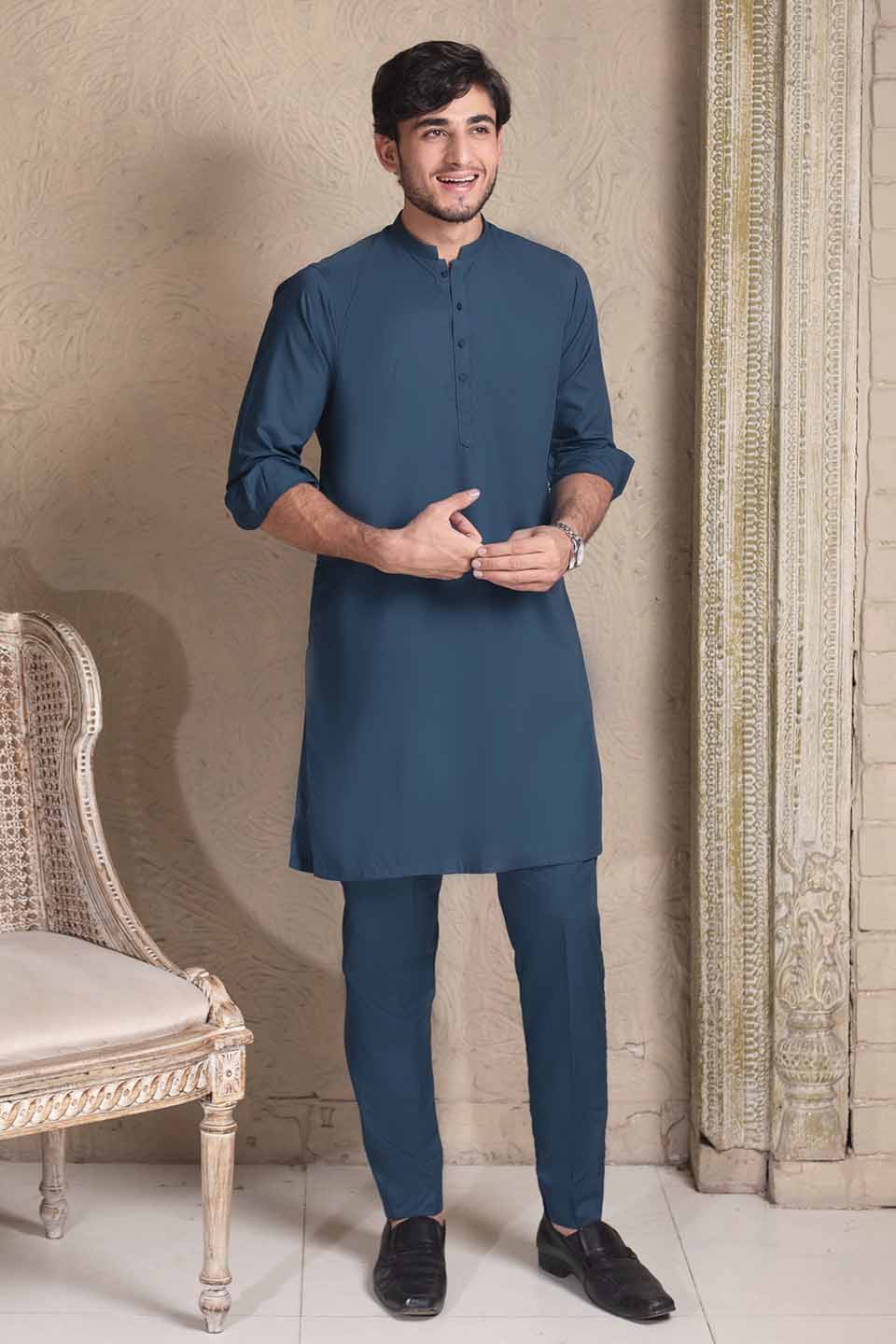 WASH & WEAR  KURTA PYJAMA 24839 BLUE