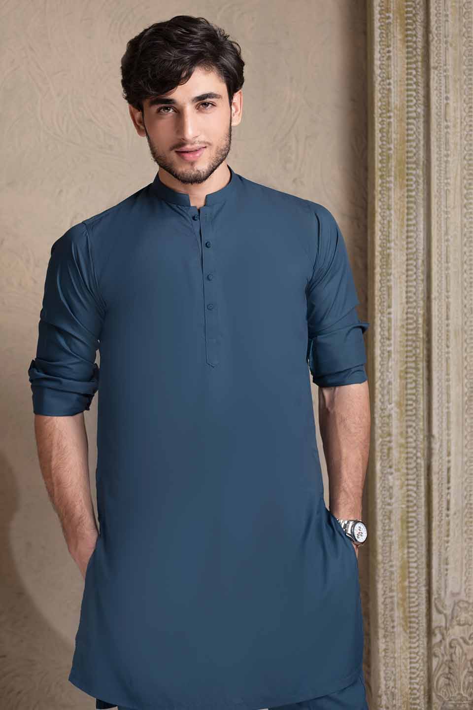 WASH & WEAR  KURTA PYJAMA 24839 BLUE