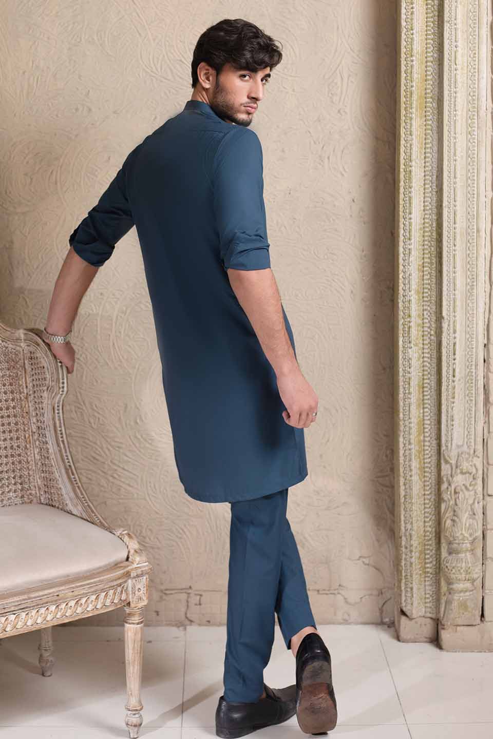 WASH & WEAR  KURTA PYJAMA 24839 BLUE