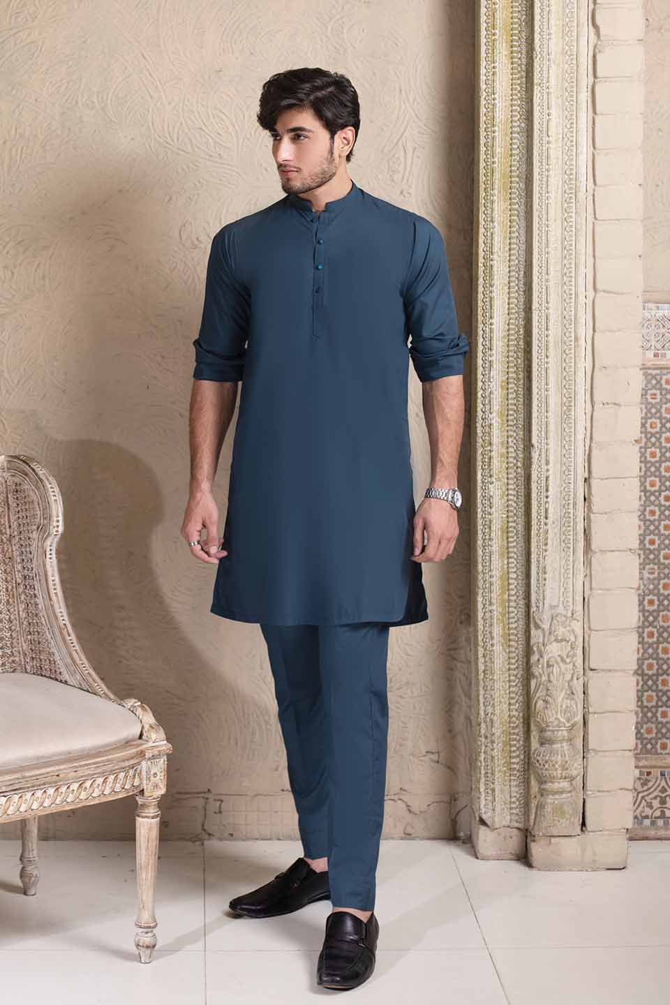 WASH & WEAR  KURTA PYJAMA 24839 BLUE