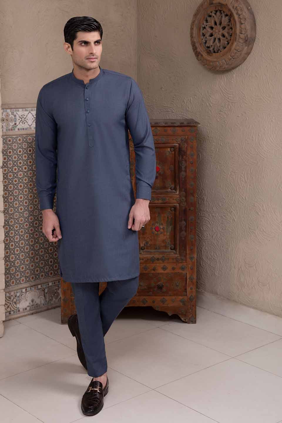 WASH & WEAR KURTA PYJAMA 24841 BLUE