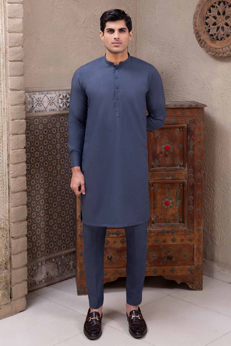 WASH & WEAR KURTA PYJAMA 24841 BLUE