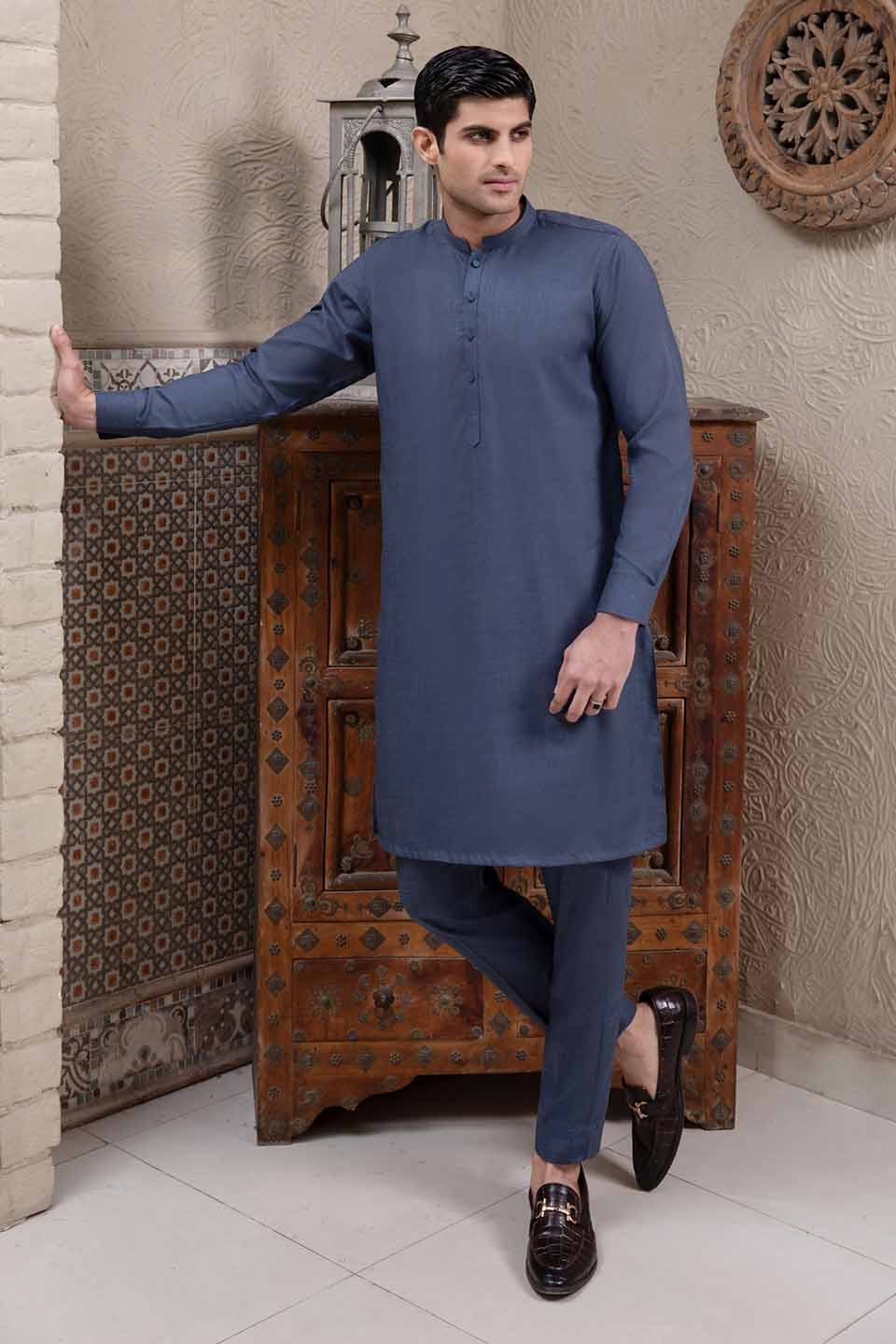 WASH & WEAR KURTA PYJAMA 24841 BLUE