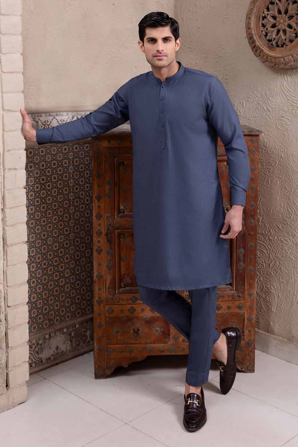 WASH & WEAR KURTA PYJAMA 24841 BLUE