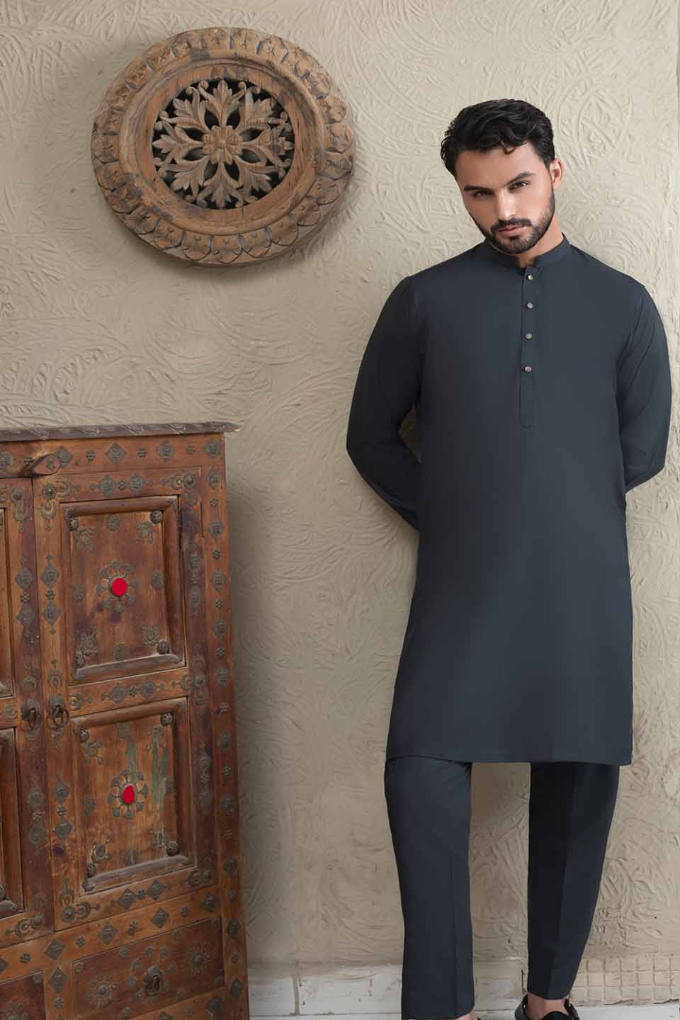 WASH & WEAR KURTA PYJAMA 24839 BOTTLE GREEN