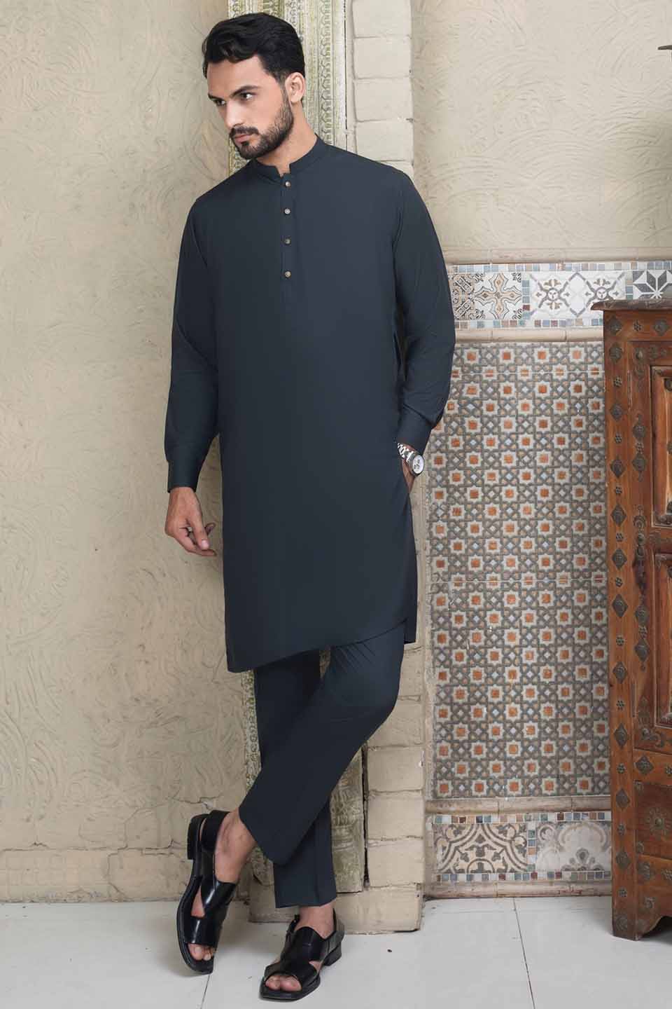 WASH & WEAR KURTA PYJAMA 24839 BOTTLE GREEN