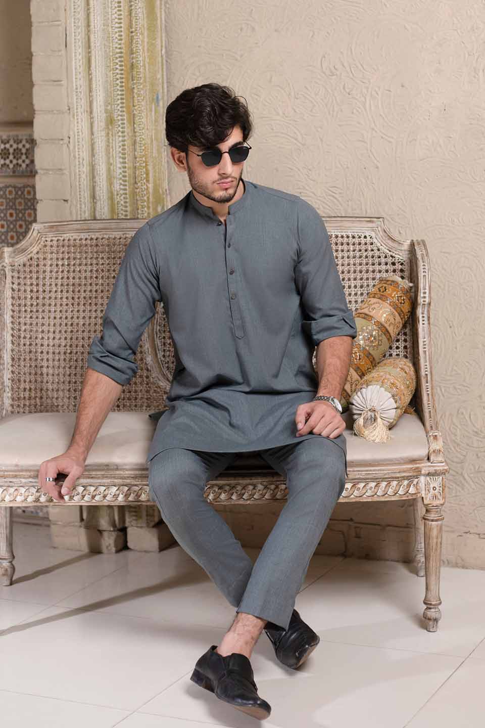 WASH & WEAR KURTA PYJAMA 24841 GREY