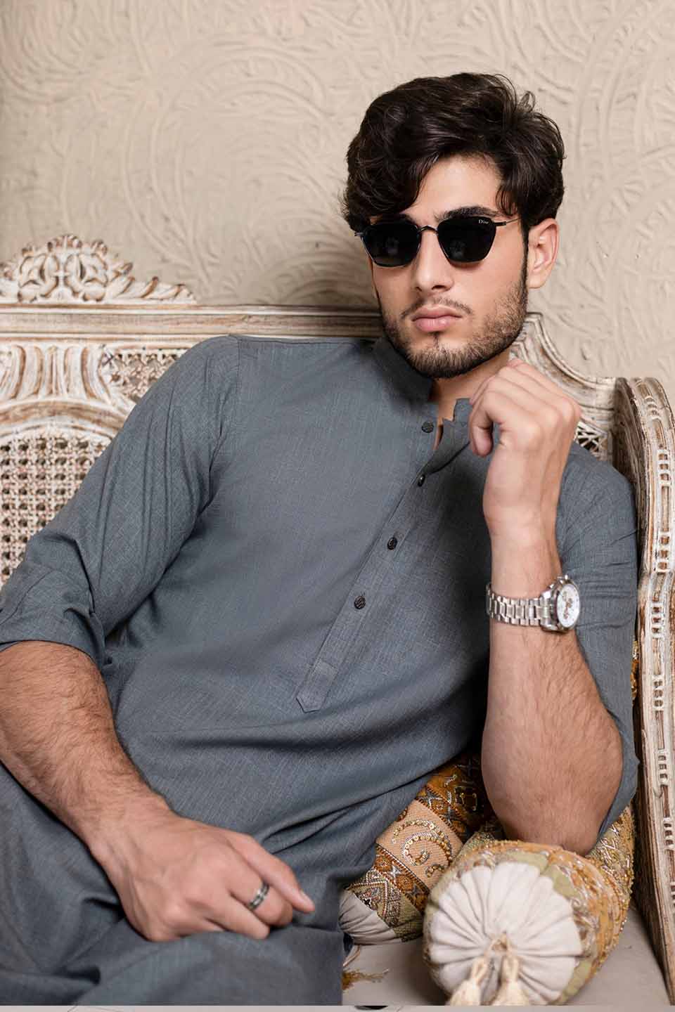 WASH & WEAR KURTA PYJAMA 24841 GREY