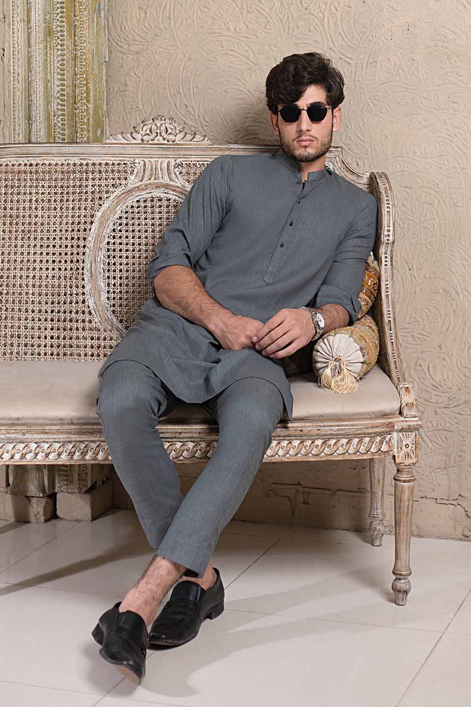 WASH & WEAR KURTA PYJAMA 24841 GREY