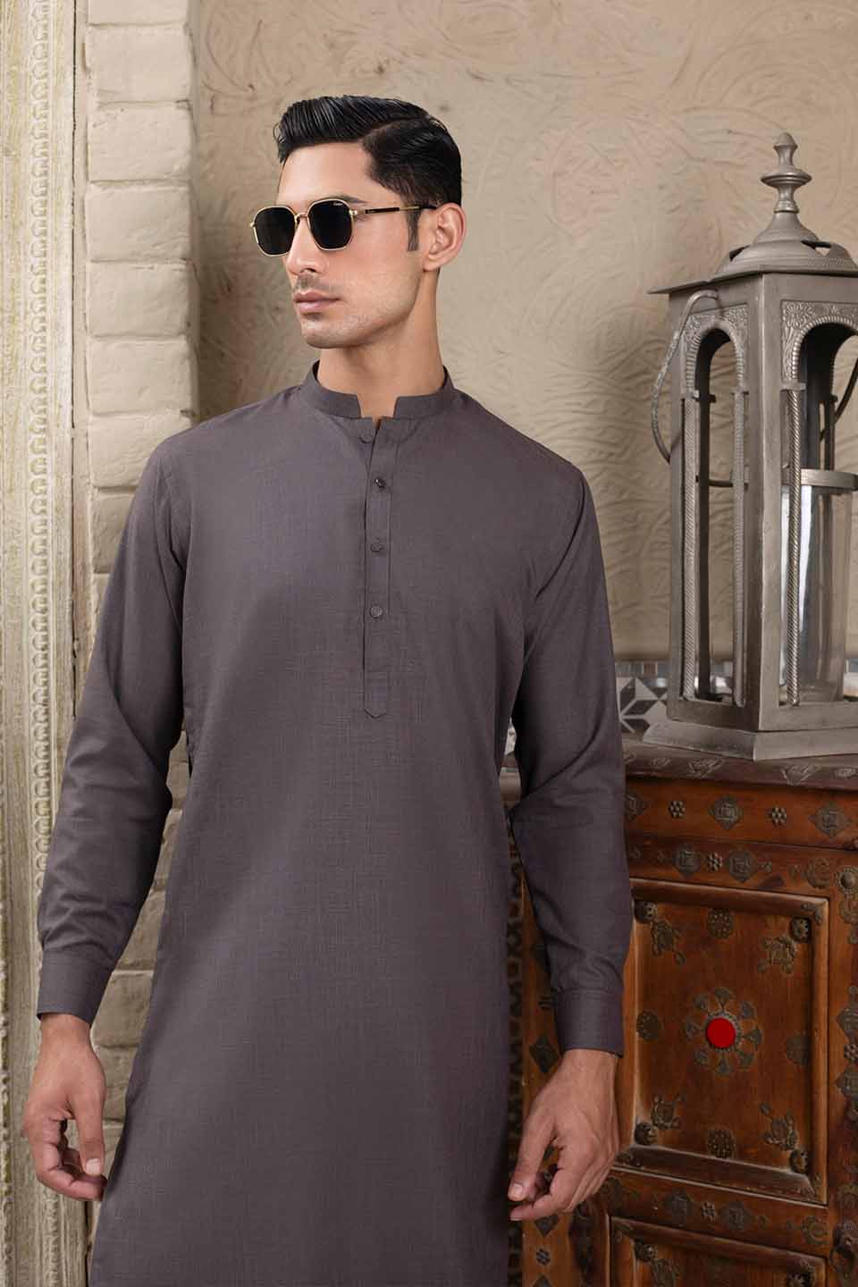 WASH & WEAR KURTA PYJAMA 24841 STONE