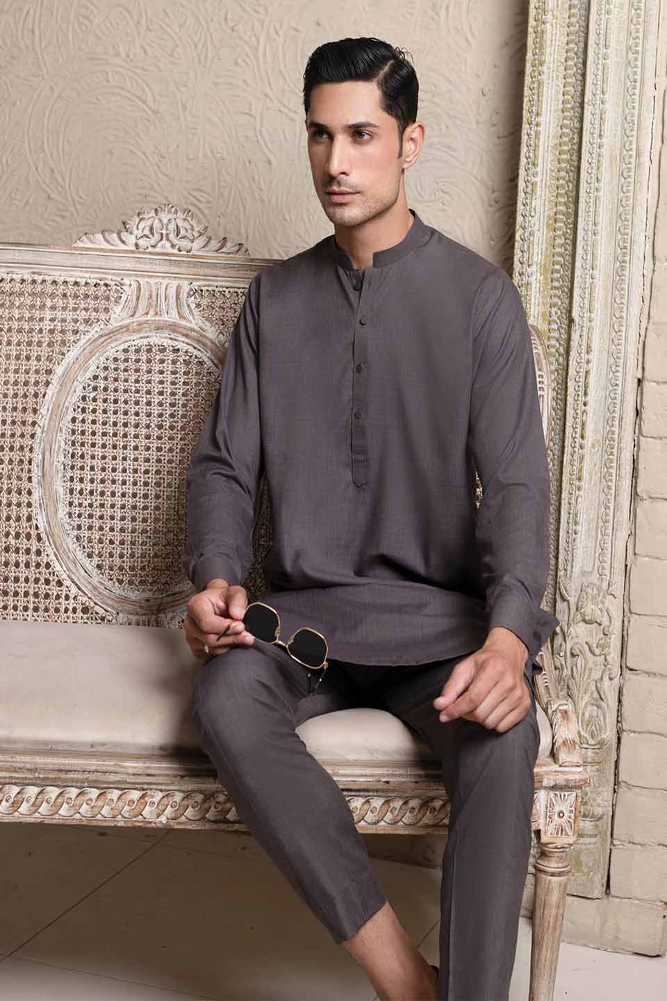 WASH & WEAR KURTA PYJAMA 24841 STONE