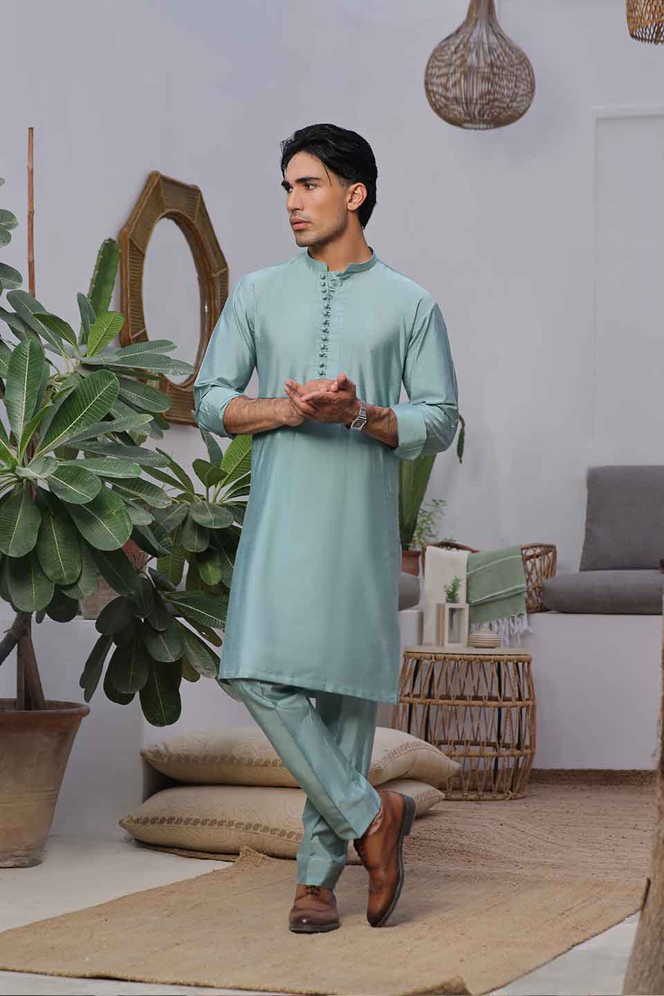 FANCY KURTA PYJAMA GREEN