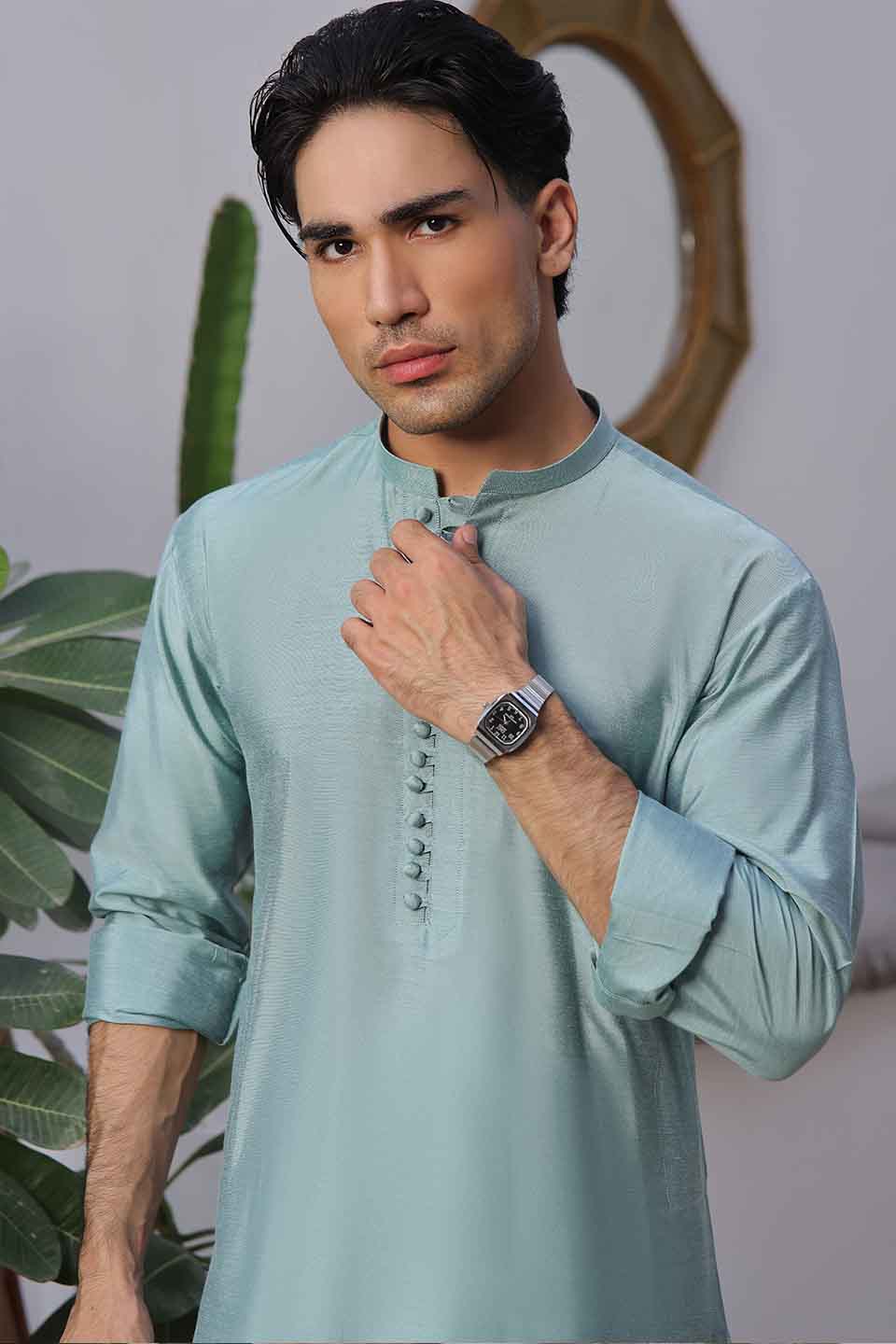 FANCY KURTA PYJAMA GREEN