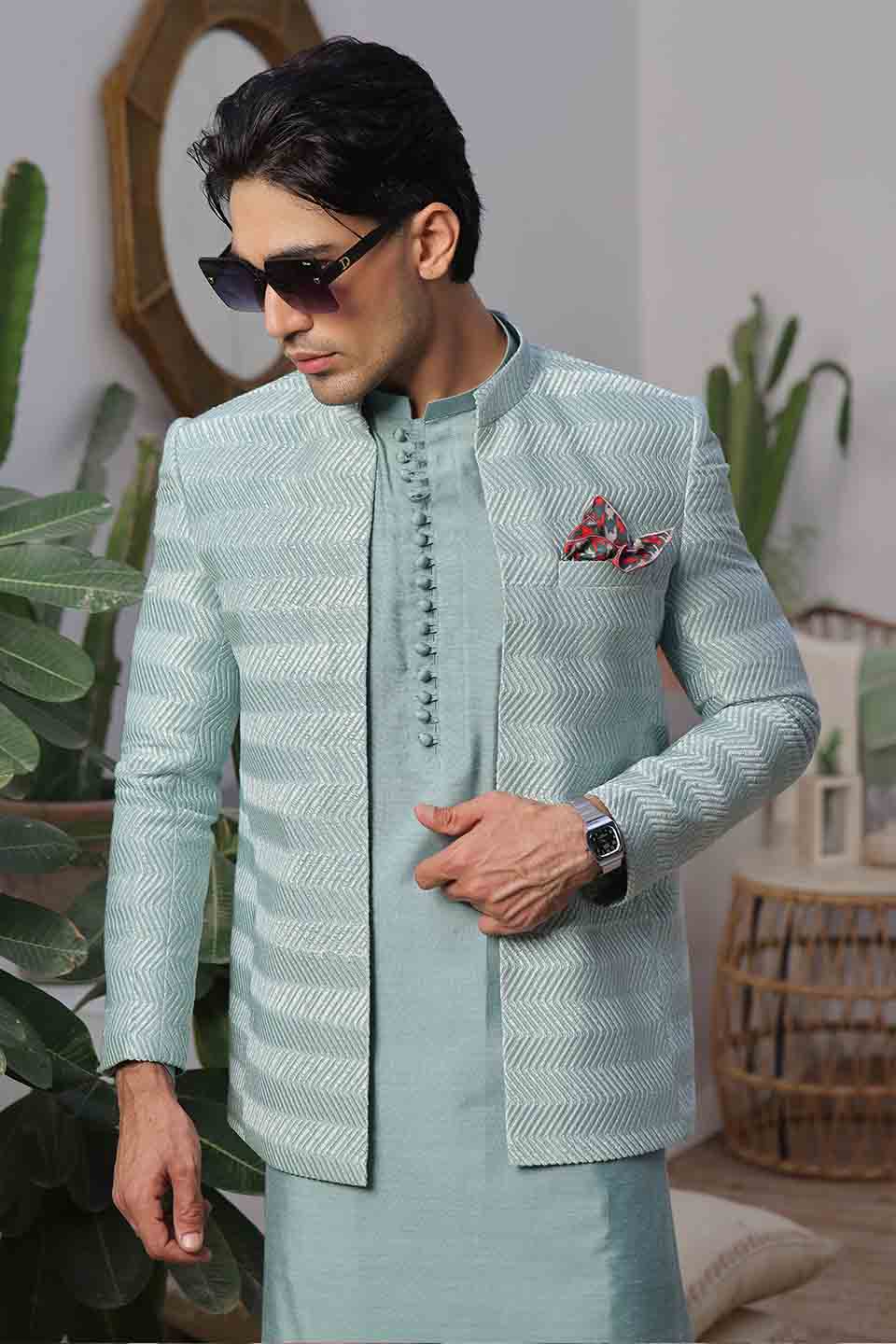 Kurta Pyjama with Prince Coat Combine Set