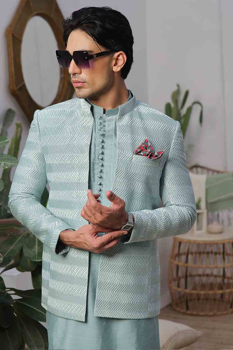 Kurta Pyjama with Prince Coat Combine Set