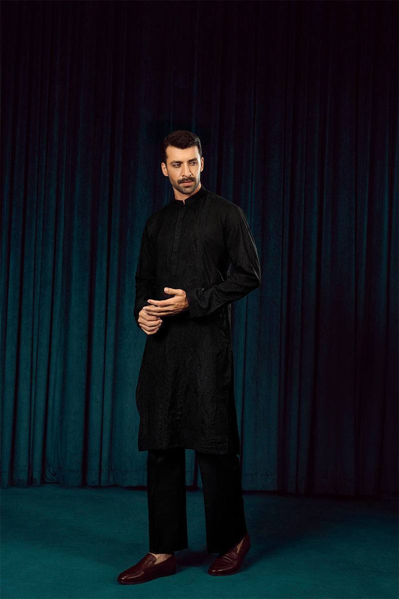 FANCY KURTA PYJAMA BLACK 25015