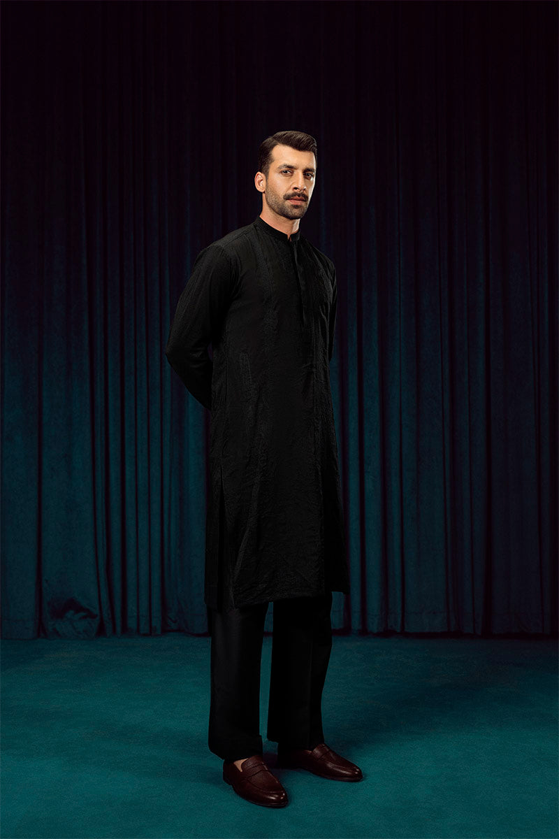 FANCY KURTA PYJAMA BLACK 25015