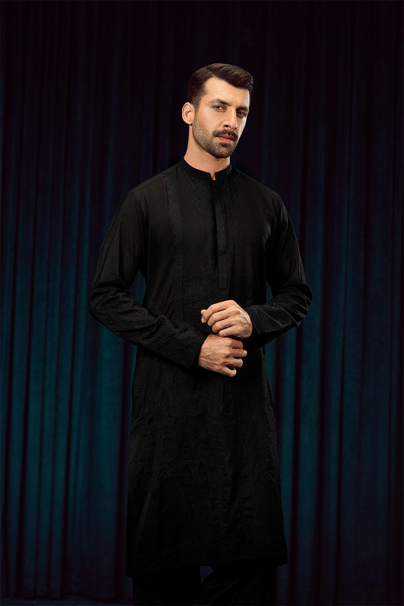 FANCY KURTA PYJAMA BLACK 25015