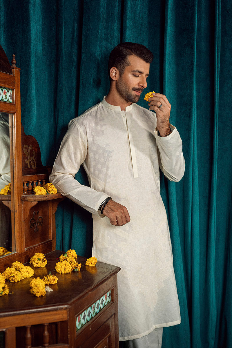 FANCY KURTA PYJAMA CREAM 25015