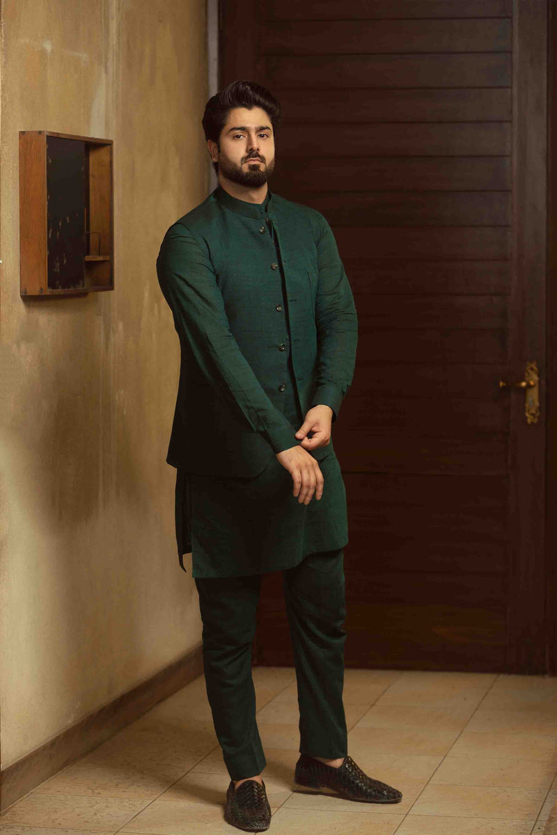 FANCY KURTA PYJAMA GREEN 23817 – Maazjeeonline